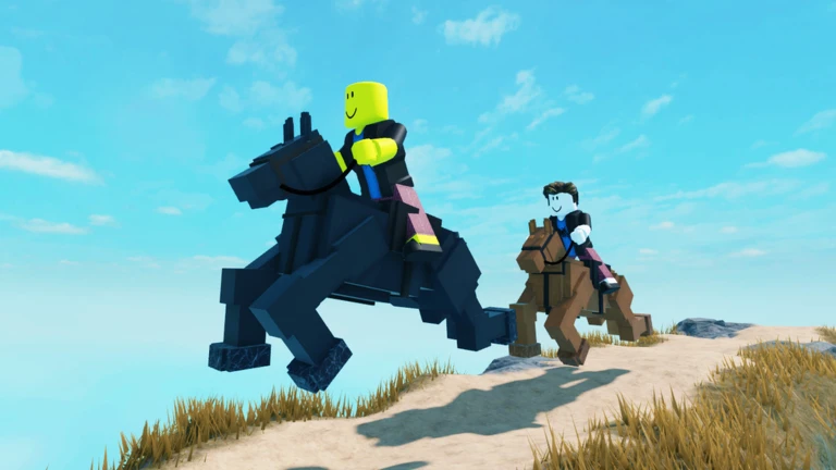 ROBLOX characters racing on horses in Dangerous Horse Riding
